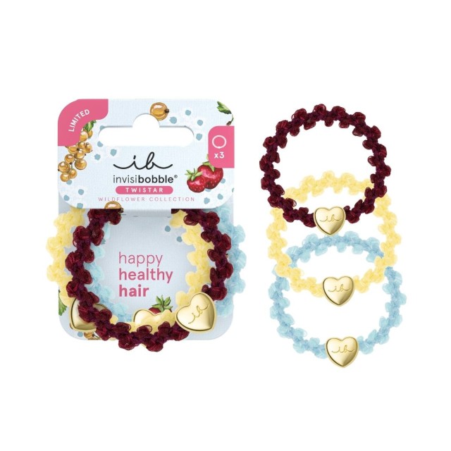 Invisibobble Wildflower Cherry Twist Λαστιχάκια Μαλλιών 3 Τεμάχια