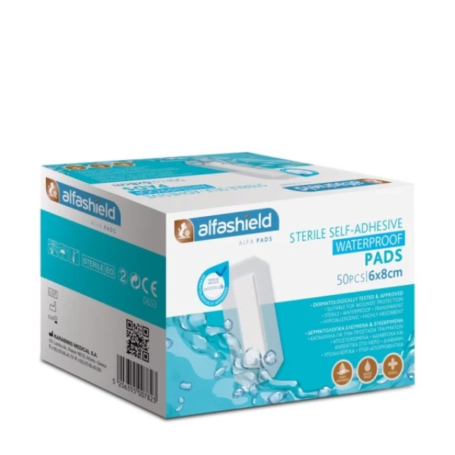Alfashield Sterile Waterproof Pads 6x8cm Αδιάβροχα Αποστειρωμένα Αυτοκ &hellip;