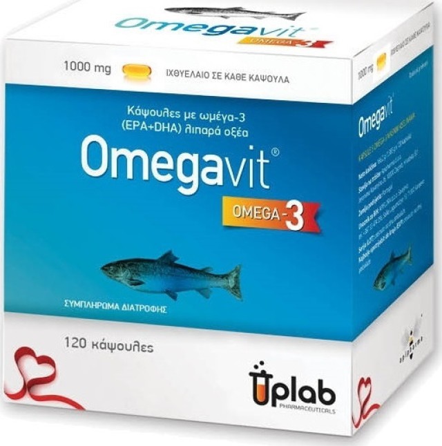 Uplab Omegavit Epa & Dha Συμπλήρωμα Διατροφής με Ωμέγα-3 Λιπαρά Οξέα 1000mg 120 Κάψουλες