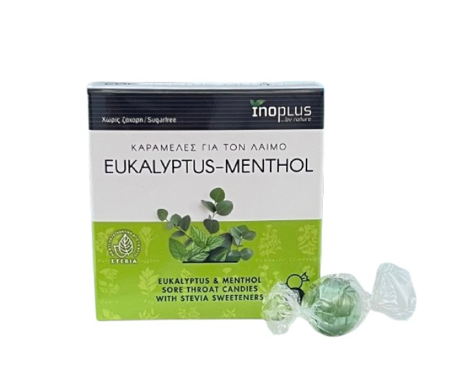 InoPlus Eukalyptus & Menthol Καραμέλες για τον Λαιμό Χωρίς Ζάχαρη με Ε …