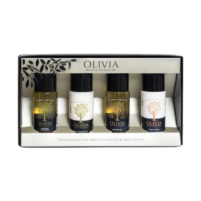 Olivia Travel Set Αφρόλουτρο + Κρέμα Σώματος + Σαμπουάν για Κανονικά Μαλλιά + Κρέμα Μαλλιών, 4x60ml