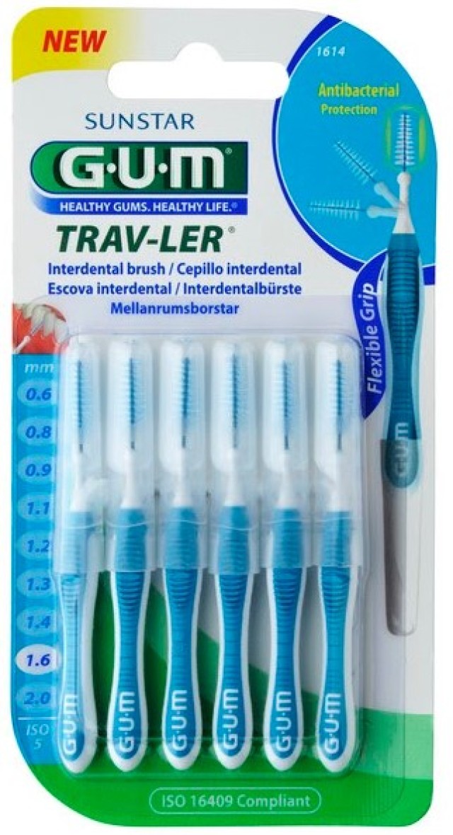 Sunstar GUM Trav-Ler Fine Tapered 1.6mm Μεσοδόντια Βουρτσάκια 6 Τεμάχι …