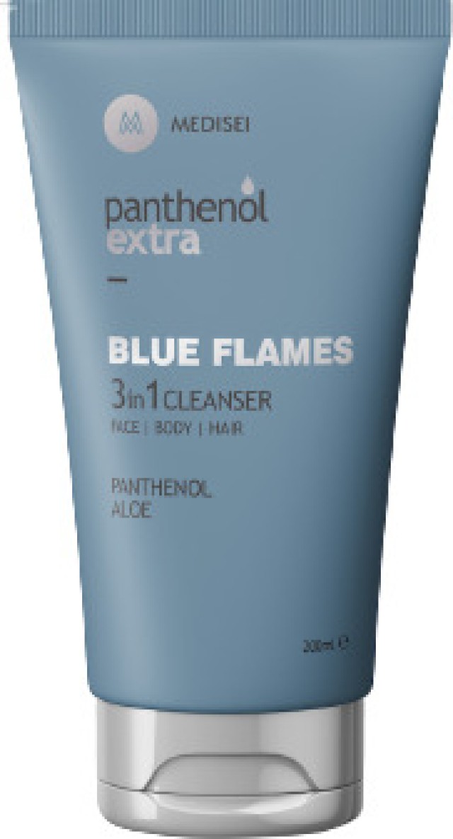 Medisei Panthenol Extra Blue Flames 3 in 1 Ανδρικό Αφρόλουτρο - Σαμπουάν για Πρόσωπο - Σώμα - Μαλλιά 200ml