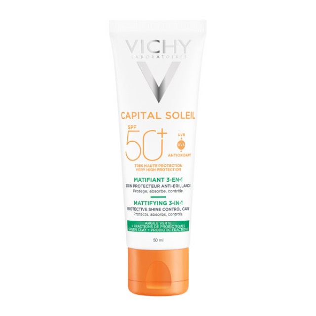 Vichy Capital Soleil SPF50+ Αντηλιακό Προσώπου 3 σε 1 Κατά της Λιπαρότ &hellip;