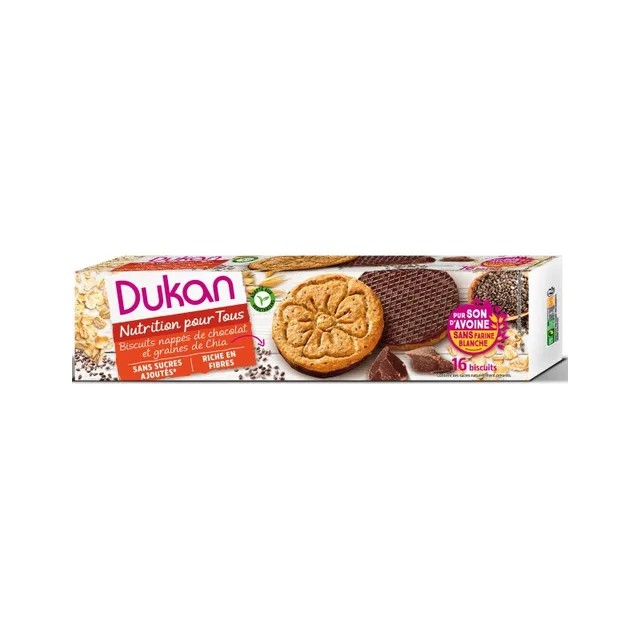 Dukan Μπισκότα Βρώμης με Μαύρη Σοκολάτα & Chia, 160g Dukan Μπισκότα Βρώμης με Μαύρη Σοκολάτα & Chia, 160g