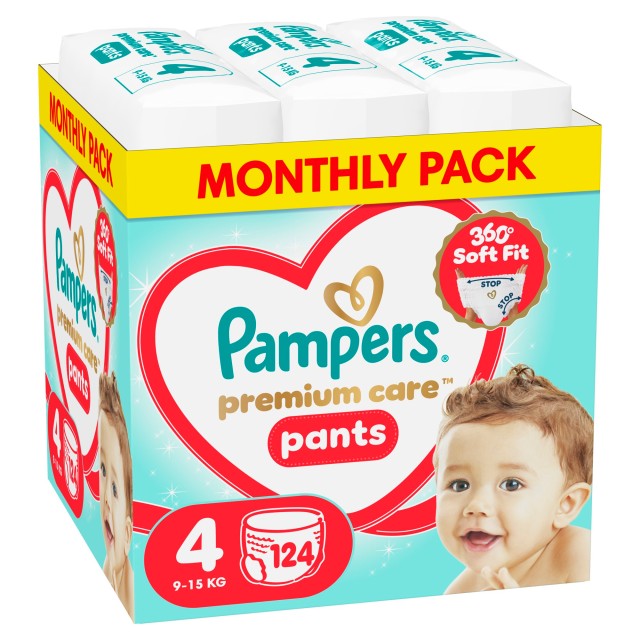 Pampers MSB Premium Care Pants Μέγεθος 4 [9-15kg] 124 Πάνες - Βρακάκι