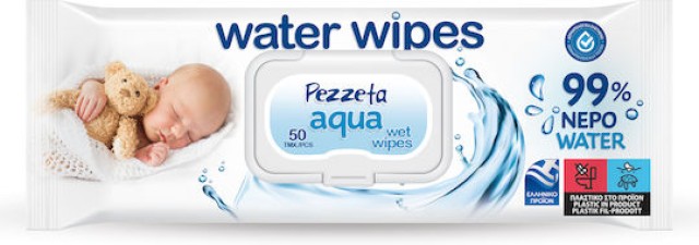 Nannys Pezzeta Aqua Μωρομάντηλα με 99% Νερό & Καπάκι 50 Τεμάχια