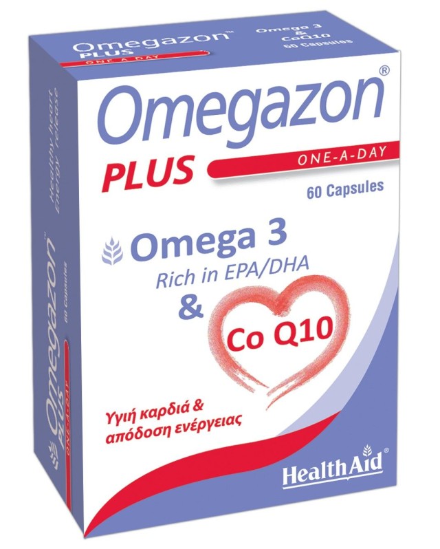 Health Aid Omegazon Plus (Omega 3 & Co Q10) Συμπλήρωμα Διατροφής για Καλή Λειτουργία της Καρδιάς, του Κυκλοφορικού & Μυϊκού Συστήματος 60 Κάψουλες