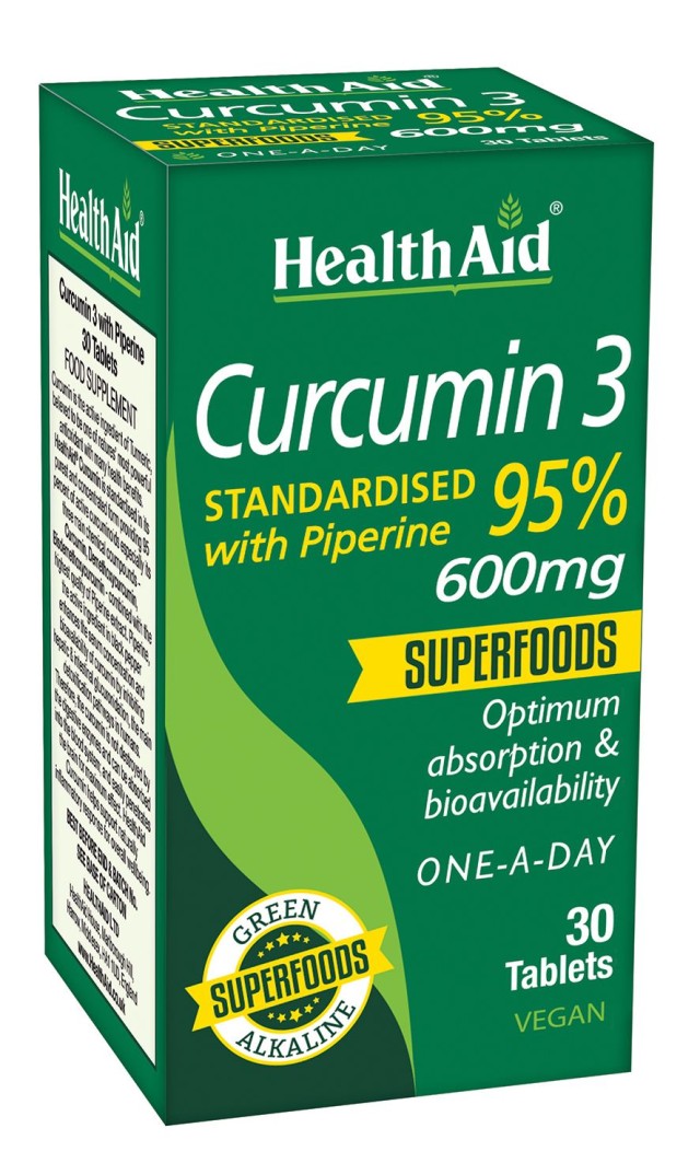 Health Aid Curcumin 3 with Piperine 600mg Συμπλήρωμα Διατροφής με Κουρ …