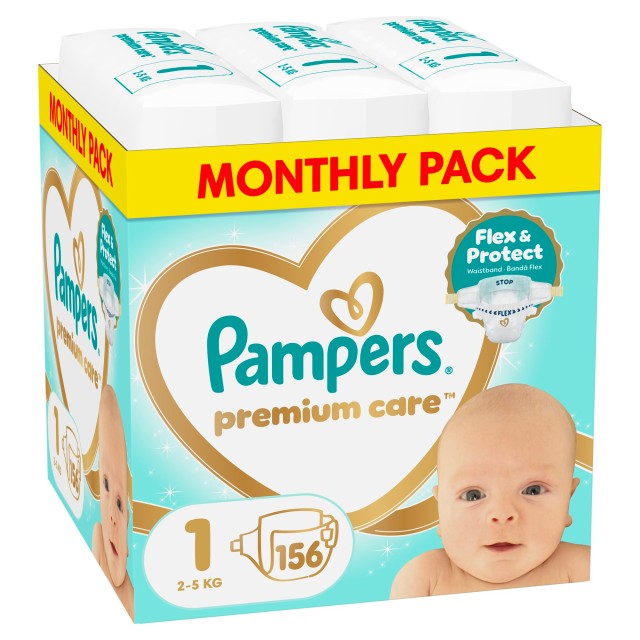 Pampers Premium Care Πάνες Μέγεθος 1 [2kg-5kg] 156 Πάνες του Μήνα MSB
