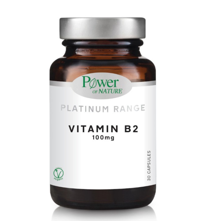 Power of Nature Vitamin B2 100mg Συμπλήρωμα Διατροφής για το Νευρικό Σύστημα 30 Κάψουλες