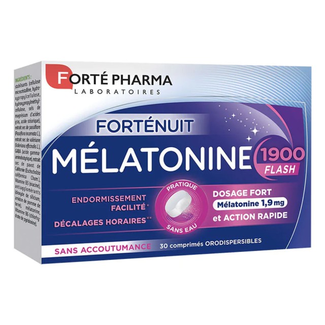 Forte Pharma ForteNuit 1900 Flash Μελατονίνη 1,9mg με Γεύση Βανίλια 30 Ταμπλέτες
