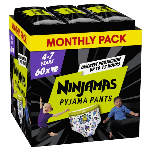 Pampers Ninjamas Pyjama Night Pants Monthly Pack για Αγόρι 4-7 ετών 60 &hellip;
