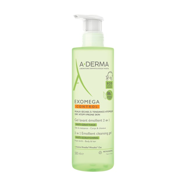 A-Derma Exomega Control Μαλακτικό Gel Καθαρισμού 2 σε 1 Κατά του Αισθή …