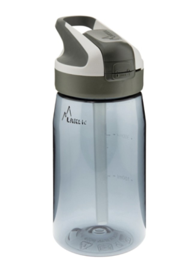 Laken Πλαστικό Παγούρι Γκρι Διάφανο Μονόχρωμο με Καλαμάκι Σιλικόνης 45 …