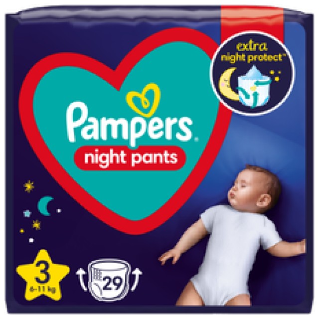 Pampers Night Pants Μέγεθος 3 [6-11kg] 29 Πάνες - Bρακάκι