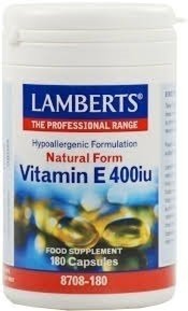 Lamberts Vitamin E 400IU Natural Form Συμπλήρωμα Διατροφής με Βιταμίνη E 180 Κάψουλες
