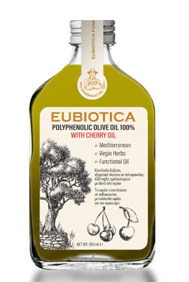 Eubiotica Polyphenolic Olive Oil 100% with Cherry Oil Extra Παρθένο Ελαιόλαδο Κεράσι 280ml