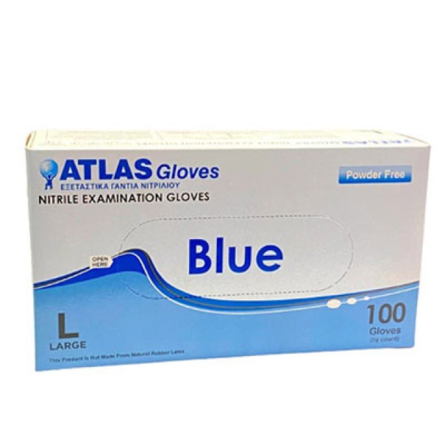 Nitrile Blue Γάντια Νιτριλίου Μπλε Μέγεθος:Large Χωρίς Πούδρα 100 Τεμάχια
