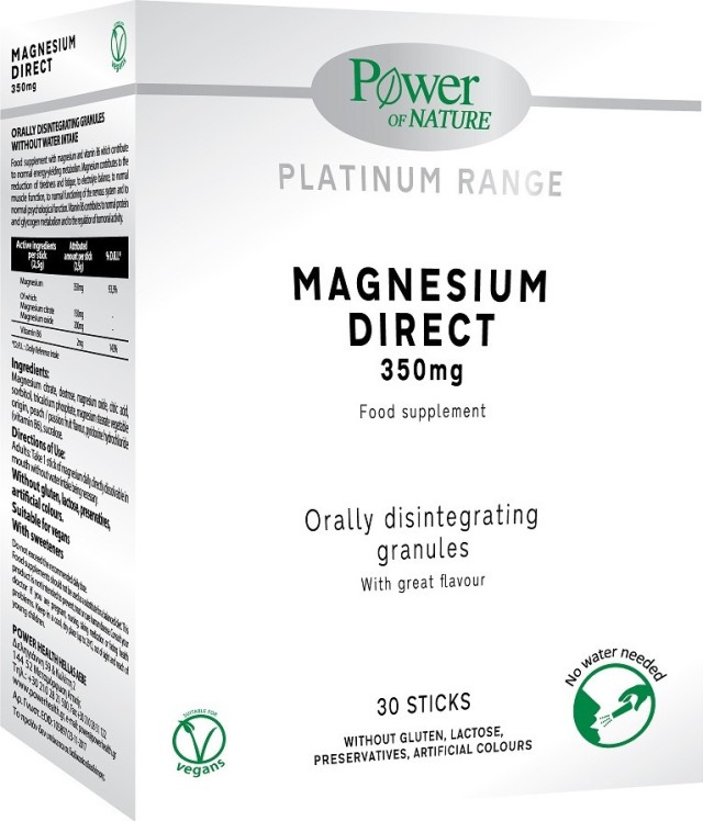 Power of Nature Platinum Range Magnesium Direct 350mg Συμπλήρωμα Διατρ &hellip;
