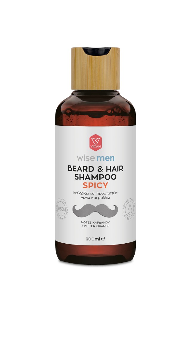 Vican Wise Men Beard & Hair Shampoo Spicy Σαμπουάν για τα Mαλλιά και τη Γενειάδα 200ml