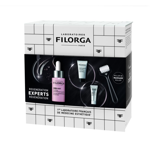 Filorga PROMO NCEF Shot Concentrated Anti-Aging Serum 15ml - GIFTS Time Filler 5XP Cream 15ml - NCEF Night Mask 7ml - Face Roller