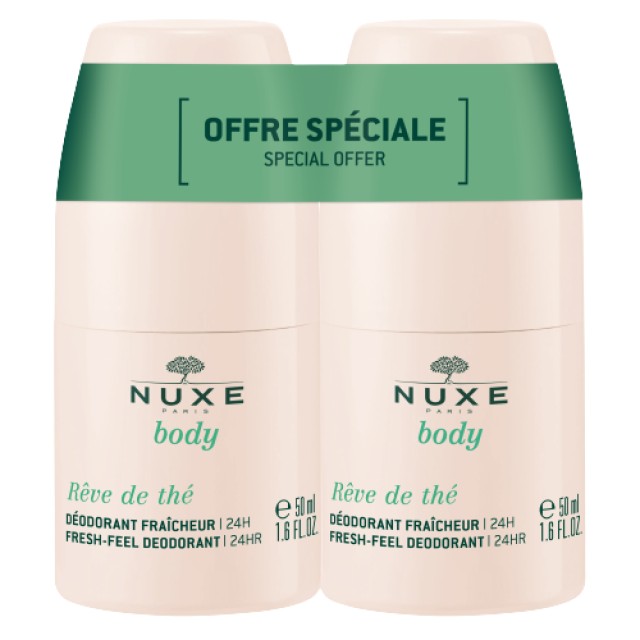 Nuxe PROMO Body Reve de The Fresh Feel Deodorant Αποσμητικό Roll on 24ωρης Ενυδάτωσης 2x50ml