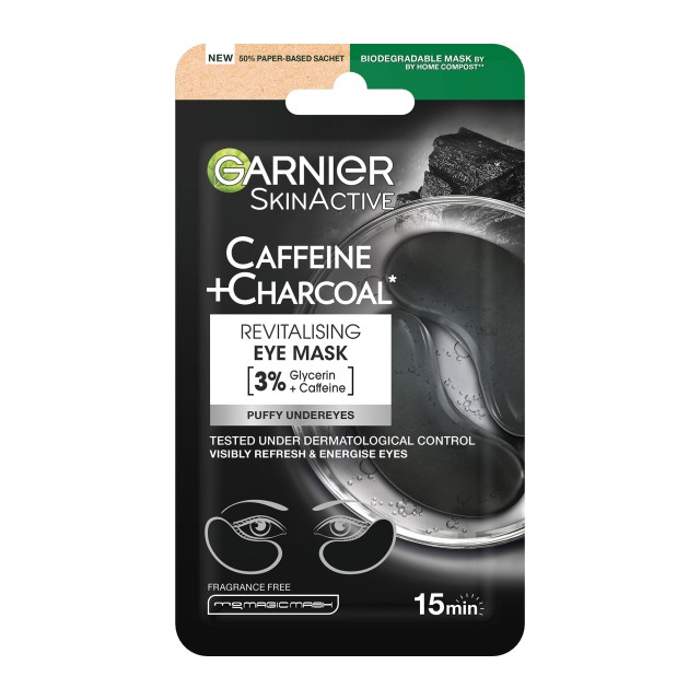 Garnier Skin Active Face Μάσκα Ματιών με Καφεΐνη & Άνθρακα 5gr