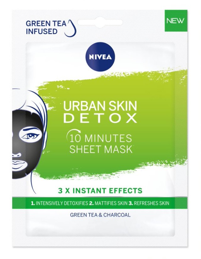 Nivea 10 Minutes Urban Skin Detox Sheet Mask Αντιοξειδωτική Υφασμάτινη Μάσκα Προσώπου 1 Τεμάχιο
