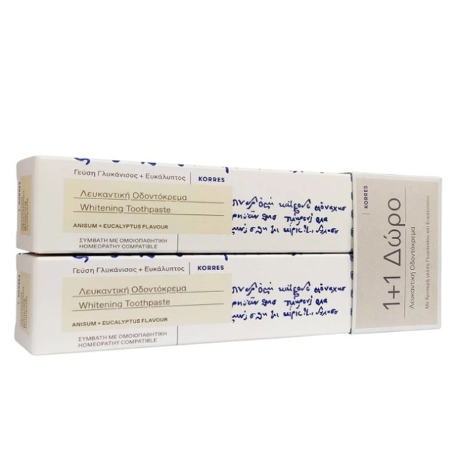 Korres Whitening Toothpaste With Anise and Eucalyptus Flavor 2x75ml 1 + 1 GIFT