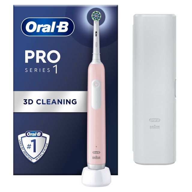 Oral B Pro Series 1 Ηλεκτρική Οδοντόβουρτσα με Αισθητήρα Πίεσης & Θήκη Ταξιδίου Ροζ 1 Τεμάχιο