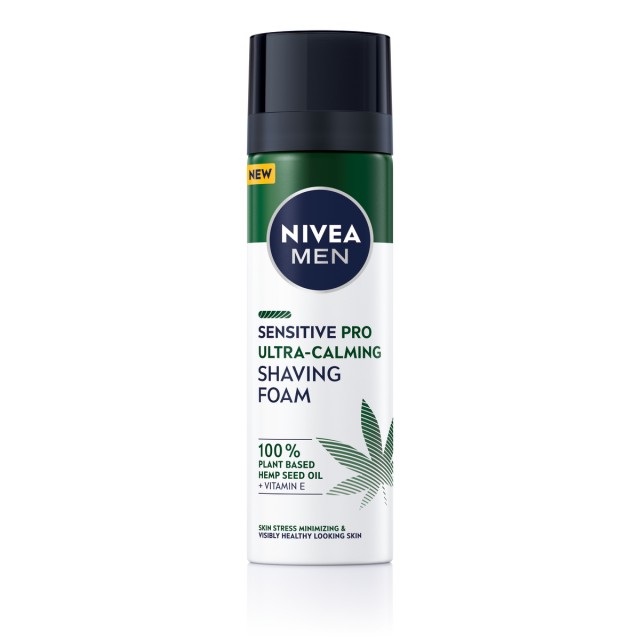 Nivea Men Sensitive Pro Ultra Calming Shaving Foam Αφρός Ξυρίσματος με Έλαιο Κάνναβης 200ml