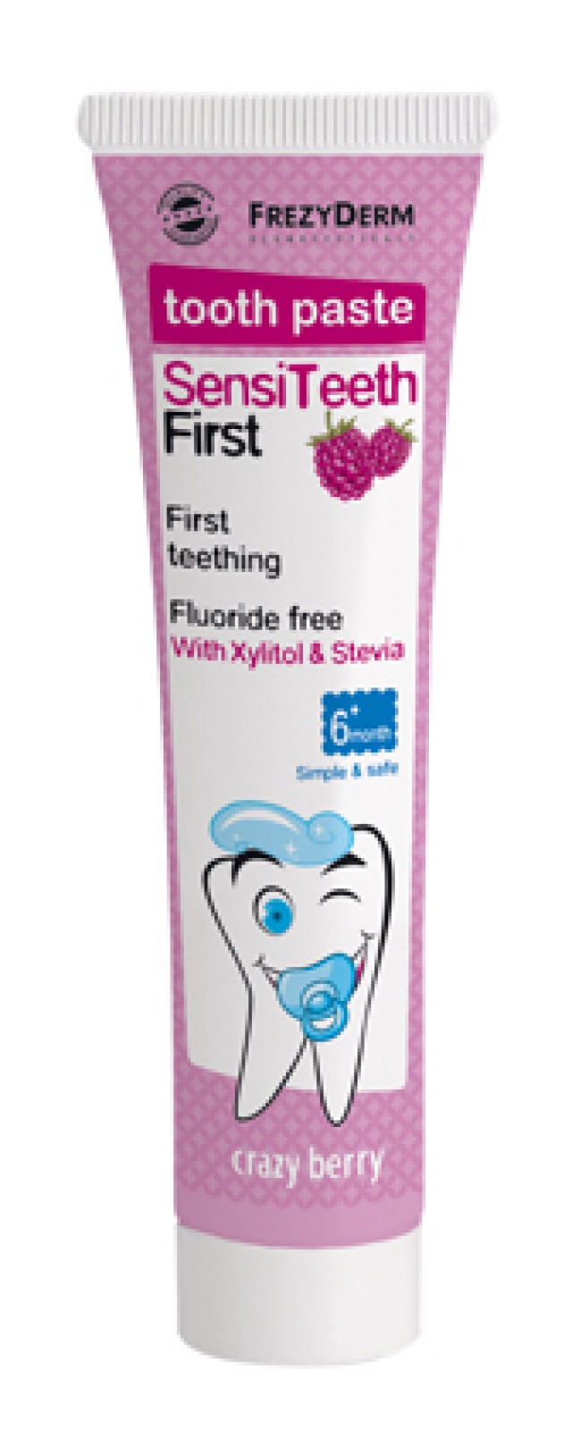 Frezyderm Sensiteeth First Toothpaste Οδοντόκρεμα Χωρίς Φθόριο από 6m+ με Γεύση Βατόμουρο 40ml