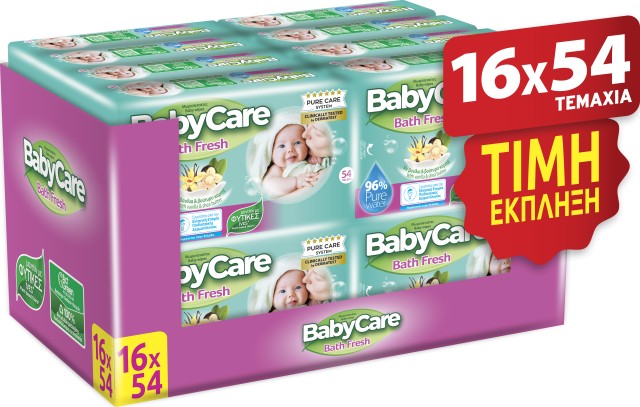 Μωρομάντηλα BabyCare PROMO Bath Fresh 864 Τεμάχια [16 Πακέτα x 54 Μωρομάντηλα]