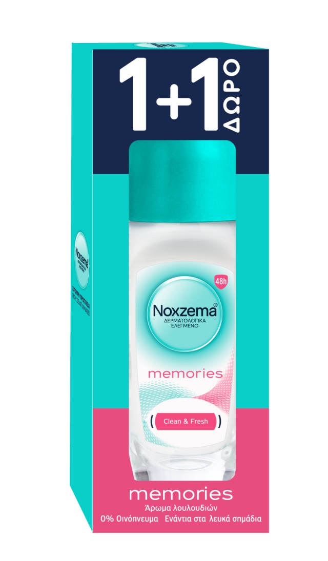 Noxzema PROMO Memories Clean & Fresh Γυναικείο Αποσμητικό Roll on 2x50ml 1+1 ΔΩΡΟ