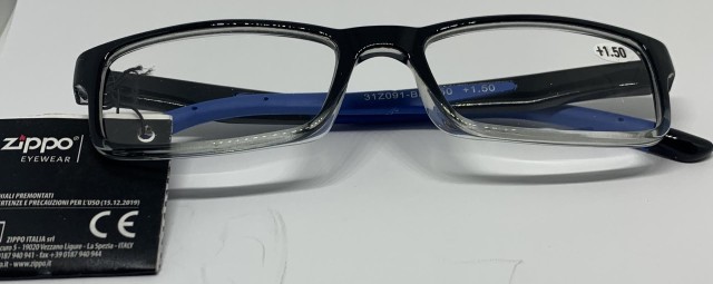 Zippo Γυαλιά Πρεσβυωπίας Κοκάλινα Χρώμα:Μαύρο Μπλε Βραχίονες [31Z-091-BLU150] +1.50
