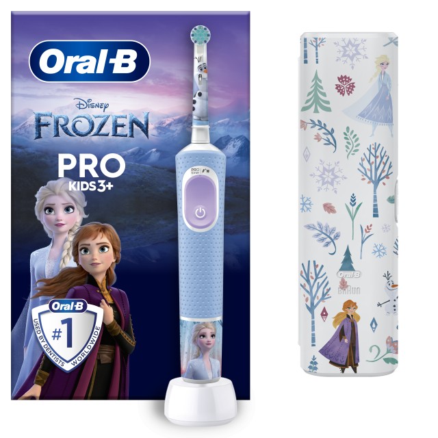 Oral B Kids Pro Ηλεκτρική Οδοντόβουρτσα Frozen με Θήκη Ταξιδίου, για Παιδιά 3+ Ετών Γαλάζιο 1 Τεμάχιο