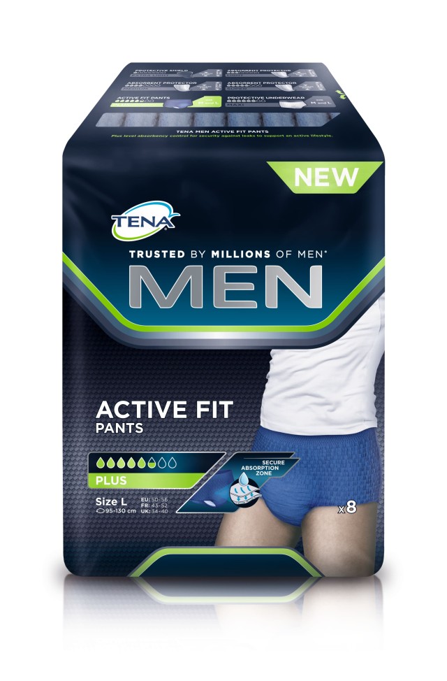 TENA Men Active Fit Pants Μέγεθος:Large Ανδρικά Προστατευτικά Εσώρουχα Ακράτειας Ενηλίκων 8 Τεμάχια
