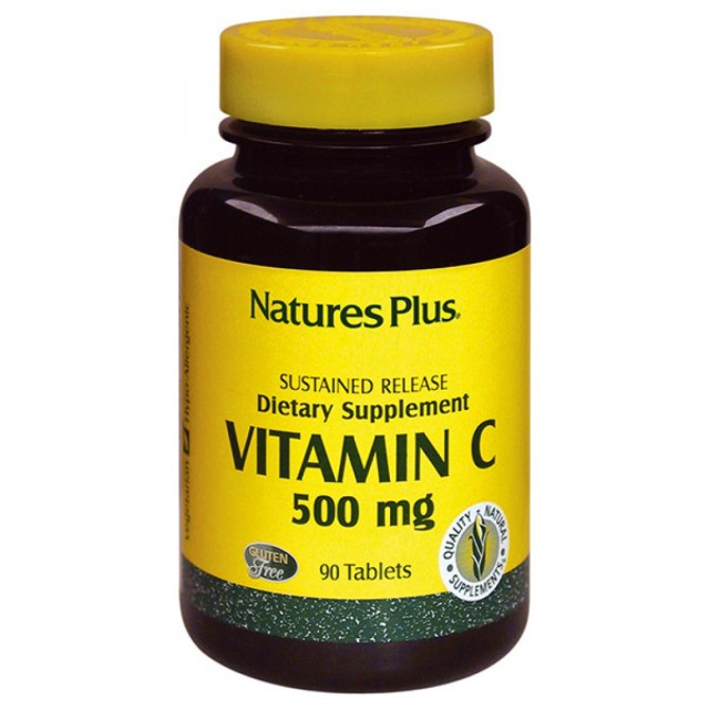 Natures Plus, Vitamin C 500 mg S/R Rose Hips, 90 tabs