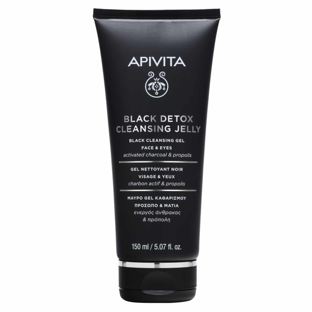 Apivita Black Detox Cleansing Jelly Face & Eyes Gel Καθαρισμού Προσώπου και Ματιών με Ενεργό Άνθρακα 150ml