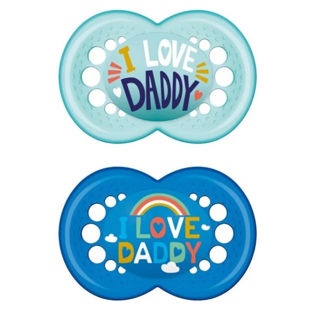 Mam Πιπίλες Σιλικόνης I Love Daddy για 16+ Μηνών, 2 Τεμάχια [265SU1c]