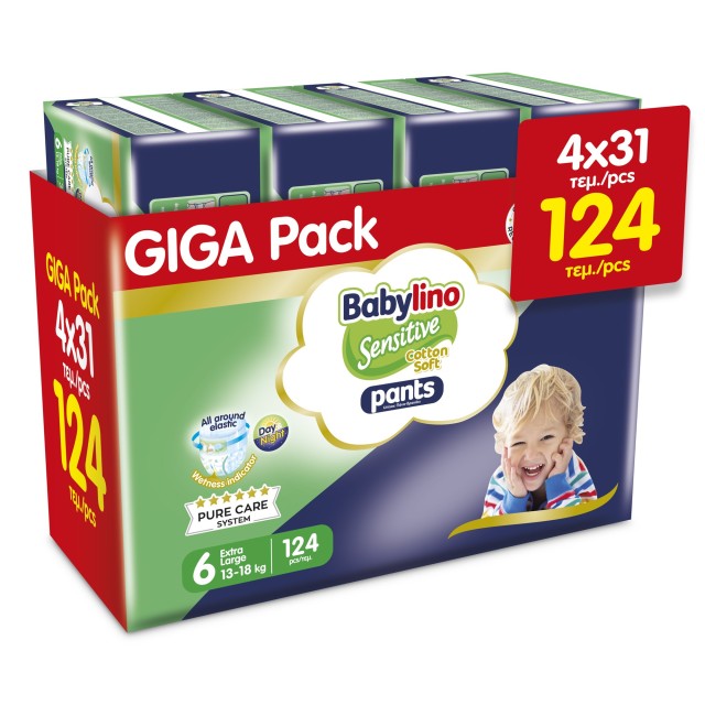 Πάνες Βρακάκι Babylino Pants Cotton Soft Unisex Giga Pack No6 Extra La &hellip;