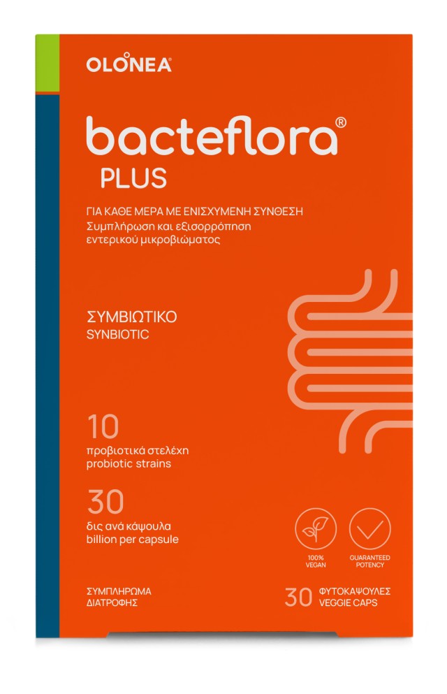 Olonea BacteFlora Plus Συνδυασμός Προβιοτικών & Πρεβιοτικών 30 Φυτικές Κάψουλες