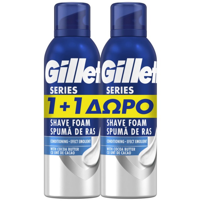 Gillette PROMO Series Conditioning Αφρός Ξυρίσματος 2x200ml [1+1 ΔΩΡΟ]