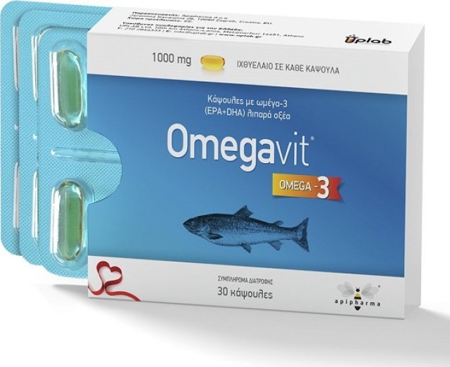 Uplab Omegavit Epa & Dha Συμπλήρωμα Διατροφής με Ωμέγα-3 Λιπαρά Οξέα 1000mg 30 Κάψουλες