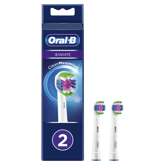 Oral B 3D White Ανταλλακτικές Κεφαλές Ηλεκτρικής Οδοντόβουρτσας με Τεχνολογία Clean Maximiser 2 Τεμάχια