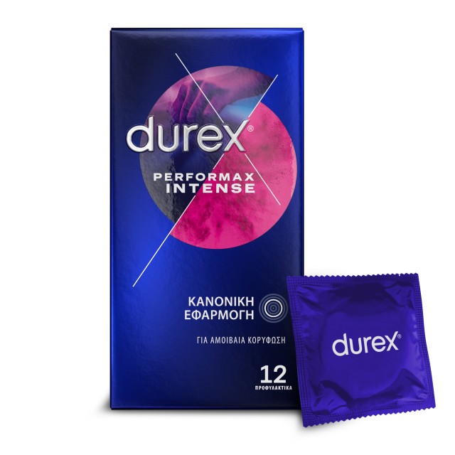 Durex Προφυλακτικά με Κουκκίδες, Ραβδώσεις και Επιβραδυντικό Τζελ Performax Intense 12 Τεμάχια