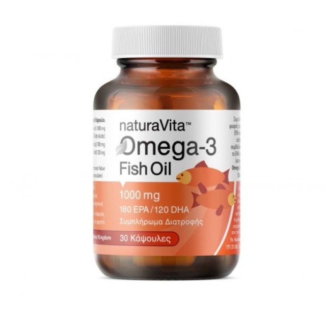 Natura Vita Omega 3 Pure Fish Oil 1000mg Ιχθυέλαιο 180 EPA/120 DHA 30 &hellip;