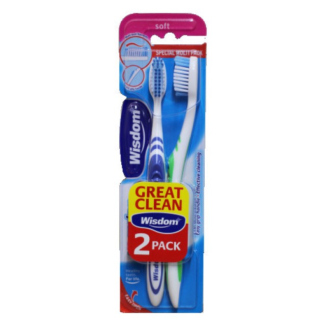 Wisdom Regural Fresh Soft Μαλακή Οδοντόβουρτσα, 2 Τεμάχια Wisdom Regural Fresh Soft Μαλακή Οδοντόβουρτσα, 2 Τεμάχια