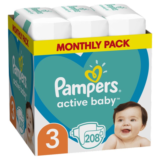 Pampers Active Baby Μέγεθος 3 [6-10 kg] Monthly Pack 208 Πάνες